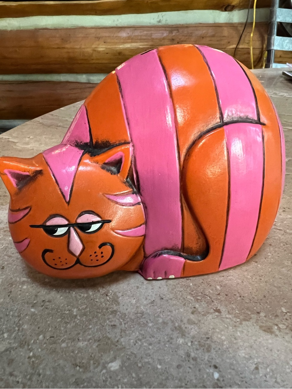 vintage cat papier-mâché cat coin bank 1960s cat art 70s decor